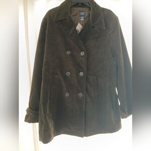 Women's Vintage Gap Brown Corduroy Peacoat Sz L.  NEW.     FL